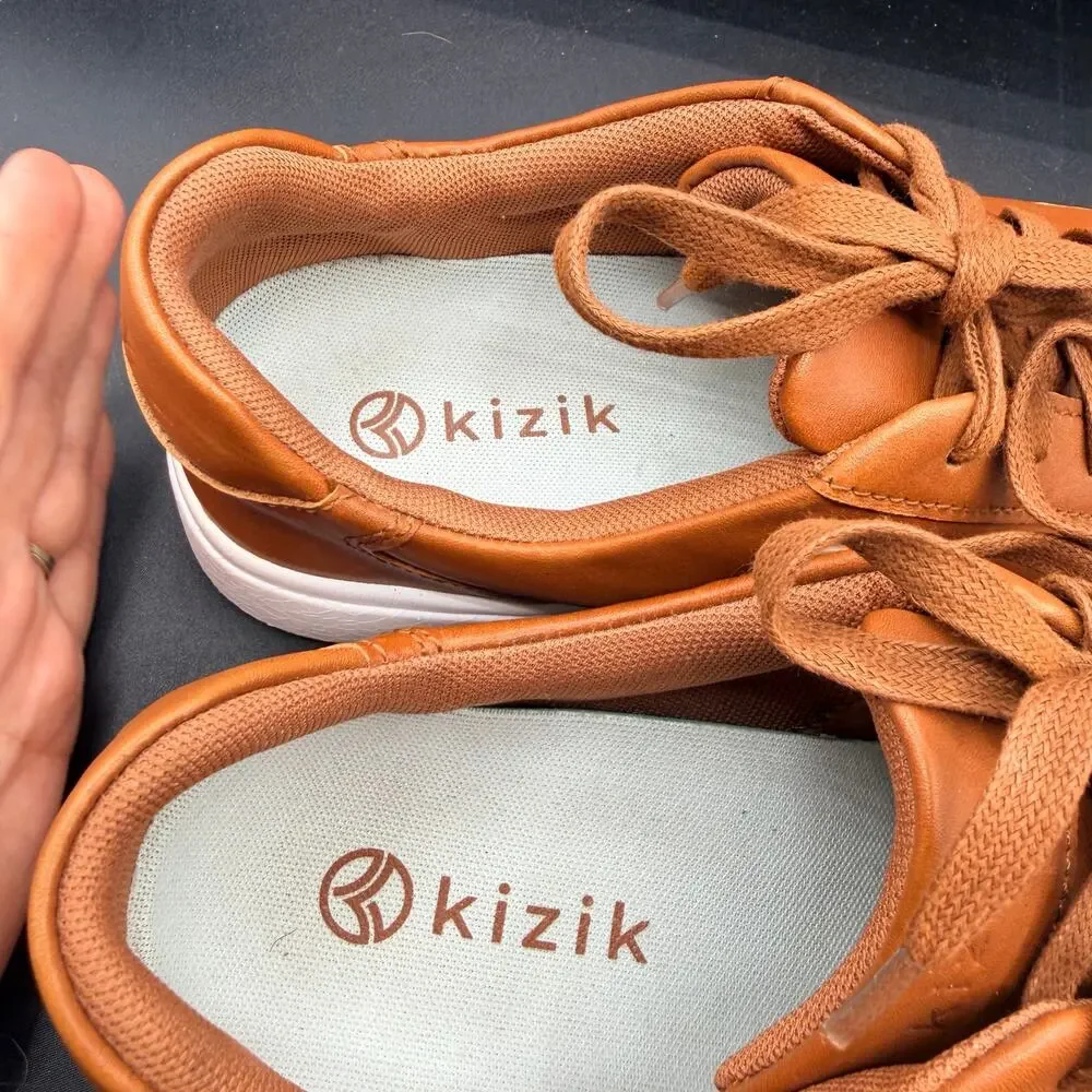 Kizik Vegas Leather Hands Free Sneakers Cognac Brown Men’s 9 W women’s 10.5 W